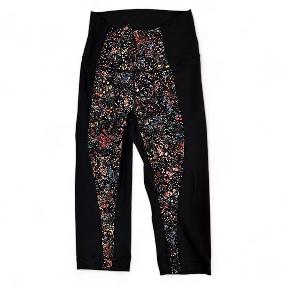 LULULEMON Wunder Under High Rise Crop Leggings 6 Flowerescent/Black - Picture 2 of 5